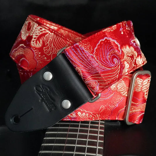 Vintage Guitar Strap Red - Eastern Heat