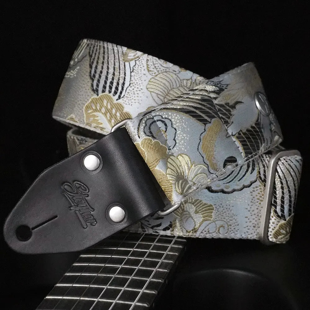 Guitar strap black - Luxury Black Gold Baroque