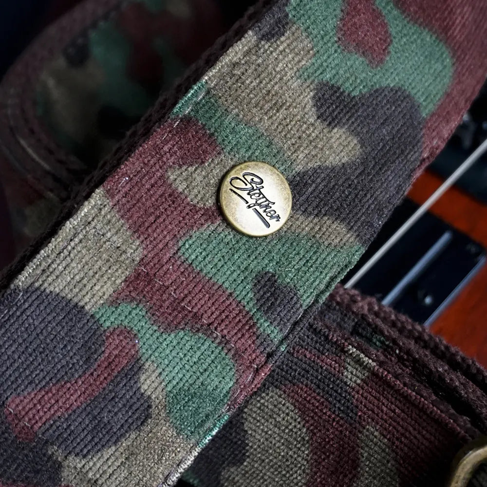 Gitarrengurt Camouflage - Cord Soldier 50 mm (rotbraun-messing)