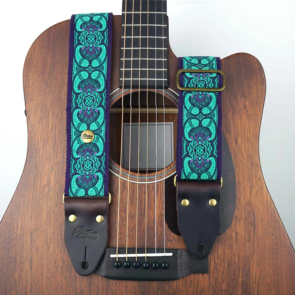 Sangle de guitare rétro - Polarlicht (turquoise-violet)