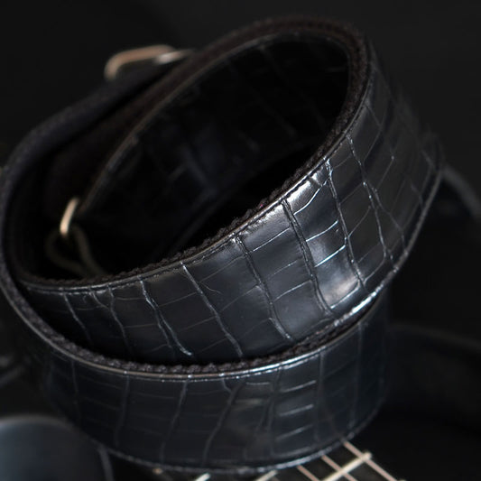 Gitarrengurt - Black Crocodile 50 mm (schwarz-silber)