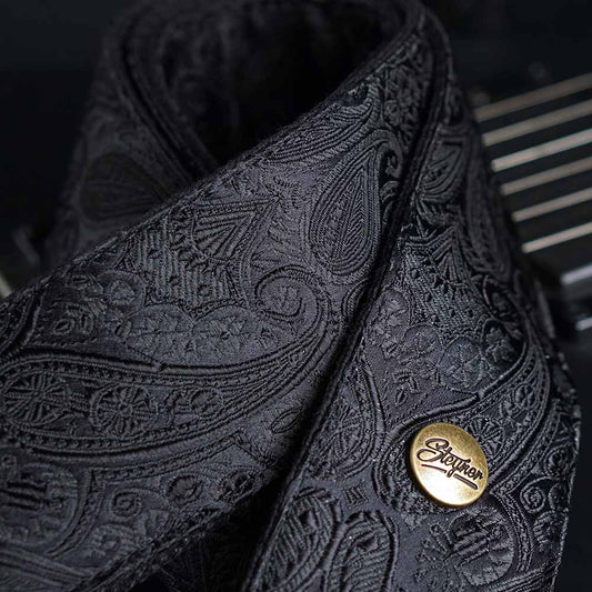 Gitarrengurt schwarz - Luxury Black Paisley 50 mm (schwarz-messing)