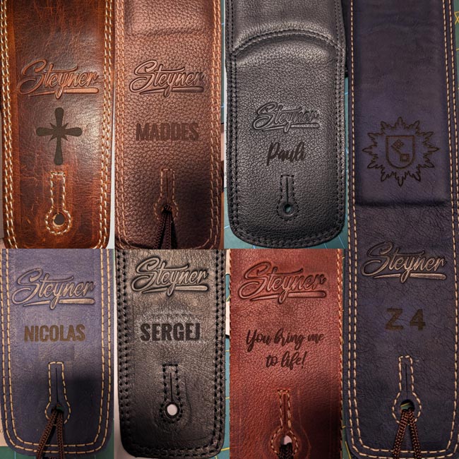 Leder Gitarrengurt Grainy Black Deluxe