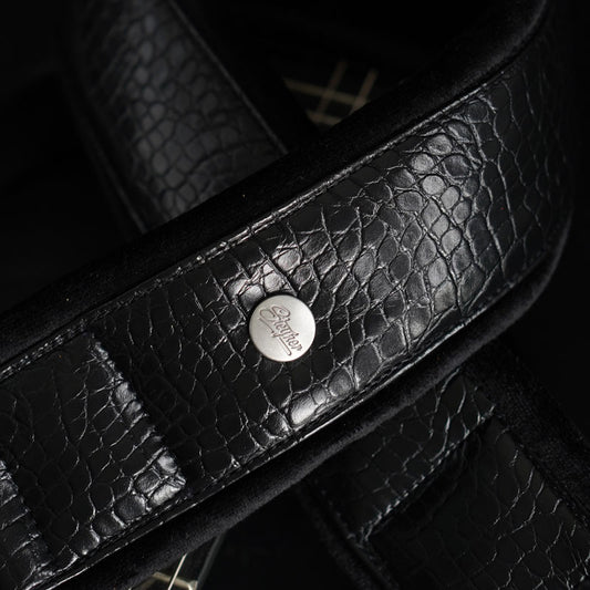 Gepolsterter Gitarrengurt - Black Crocodile 70 mm (schwarz-silber)
