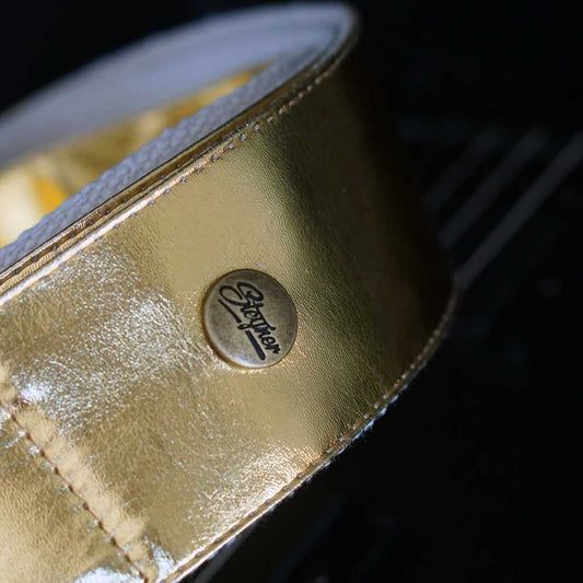 Premium Gitarrengurt gold - Golden Blaze 50 mm (messing-schwarz)