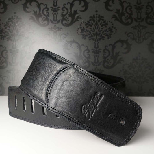 Leder Bassgurt in schwarz mit Polster und in 9 cm breite