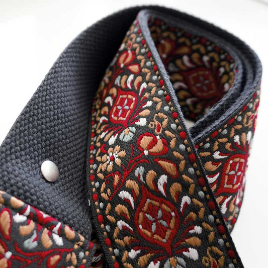 Retro Gitarrengurt Hippie Love 50 mm (schwarz-silber)