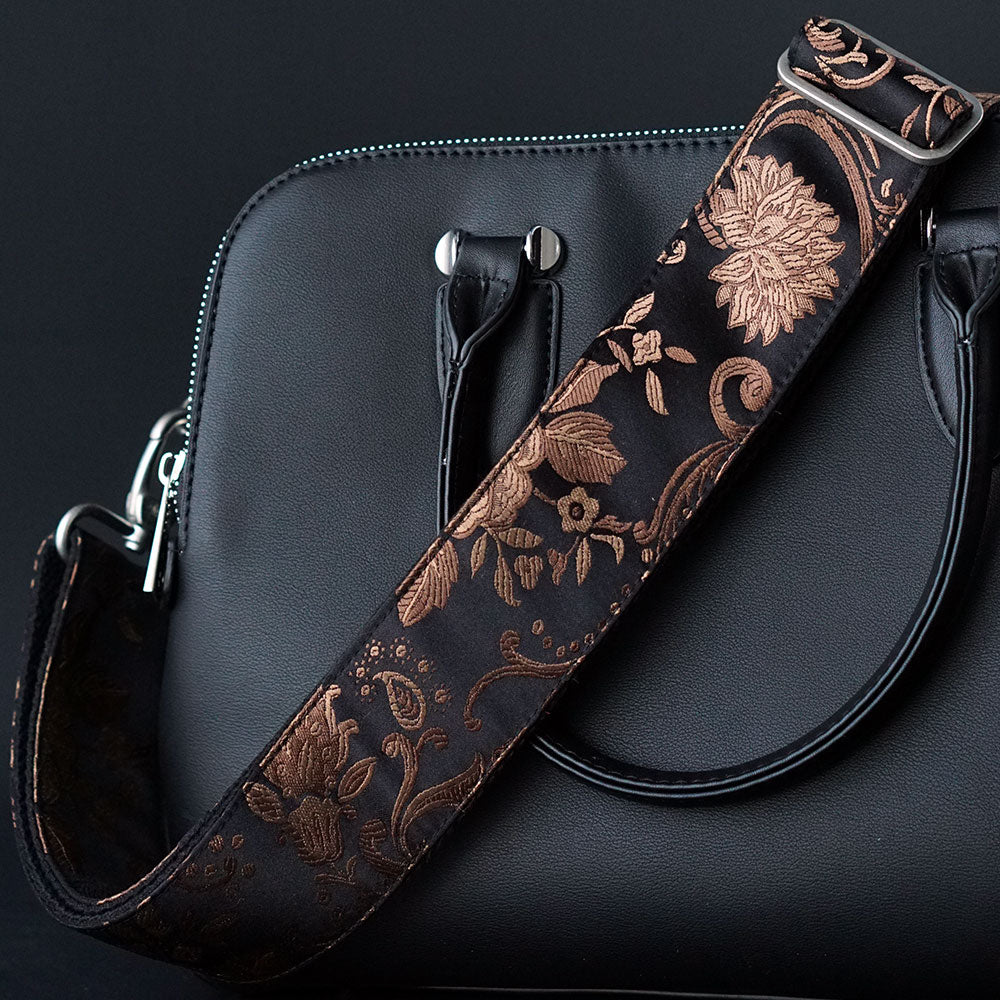 Taschengurt schwarz Luxury Black Rose 50 mm alt-silber