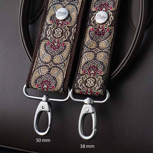 Handgemachte Designer Taschengurt in verschiedenen breiten mit drehbaren Karabinerhaken und Paisley Muster