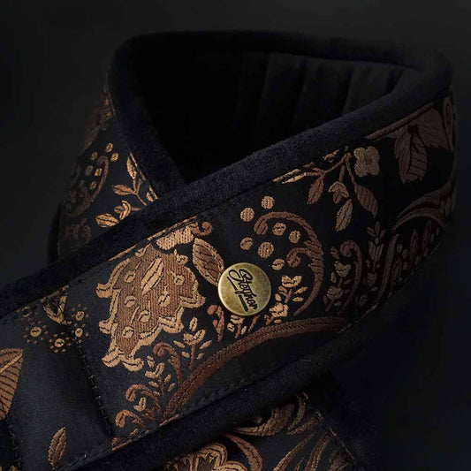 Gepolsterter Gitarrengurt schwarz - Luxury Rose 70 mm (schwarz-messing)