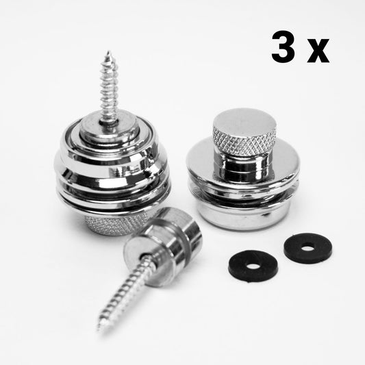3 x Gitarrengurt Sicherung Straplocks schwarz groß