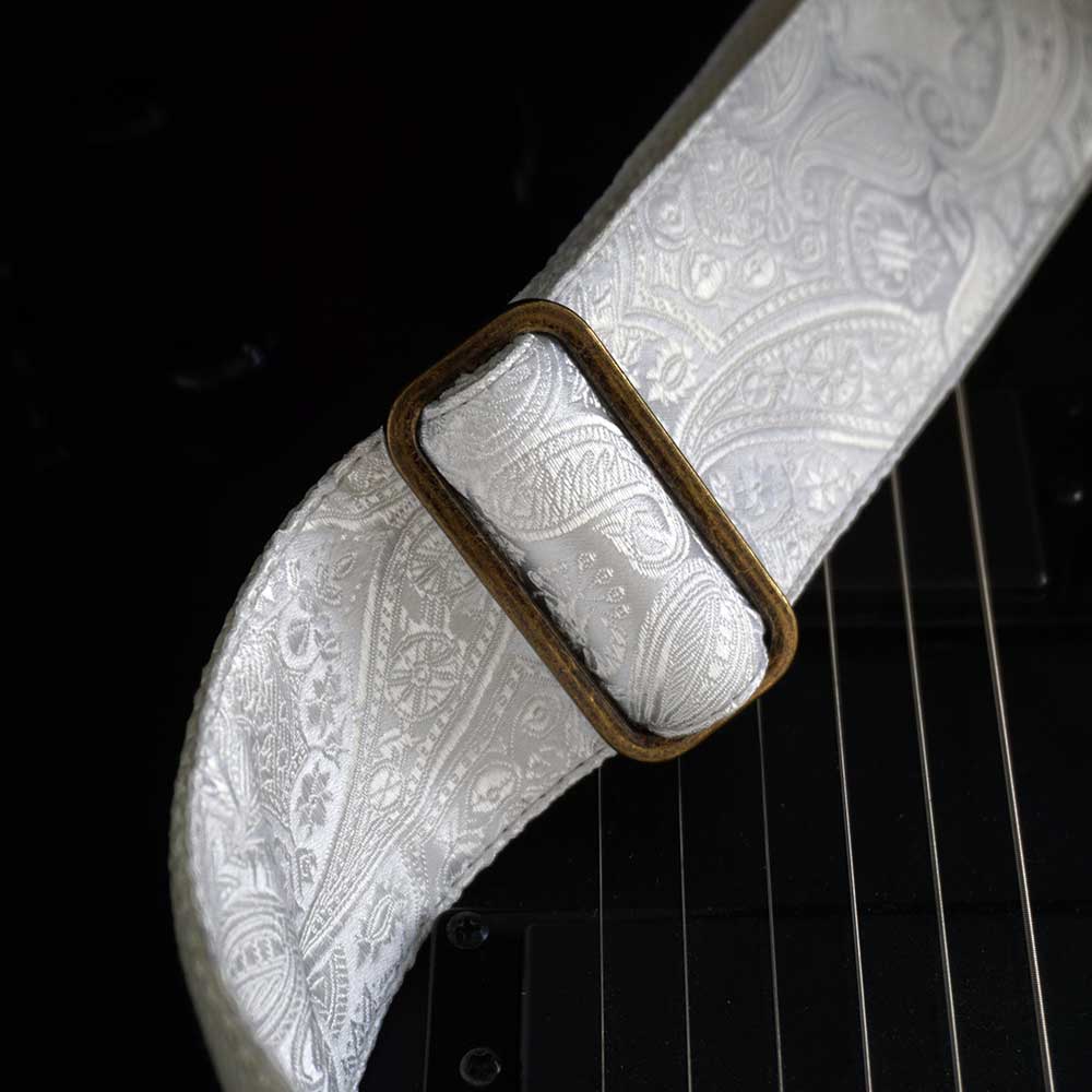 Sangle de guitare blanche - Luxury White Paisley