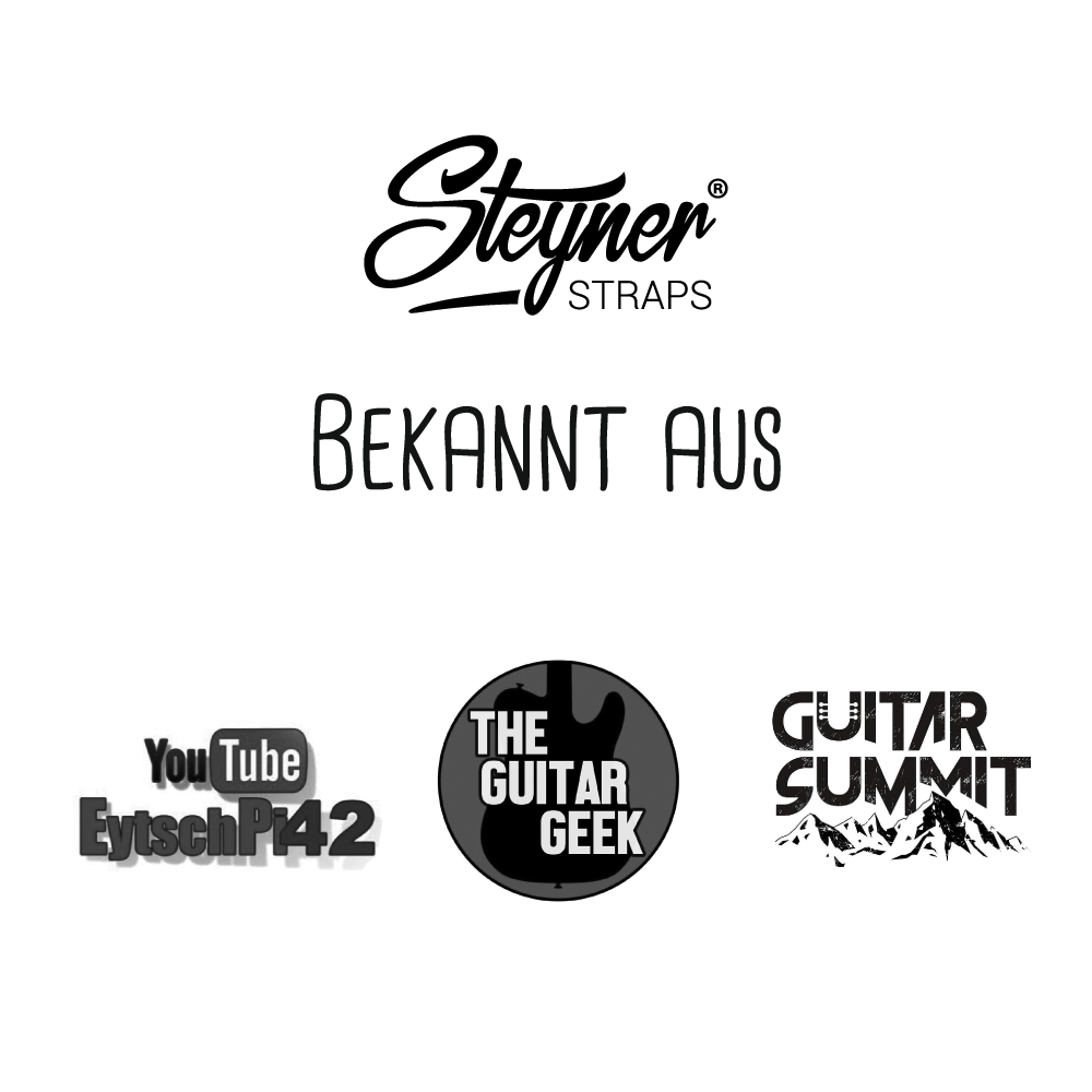 Vintage Gitarrengurt schwarz - Tropical Nights (messing-rotbraun)