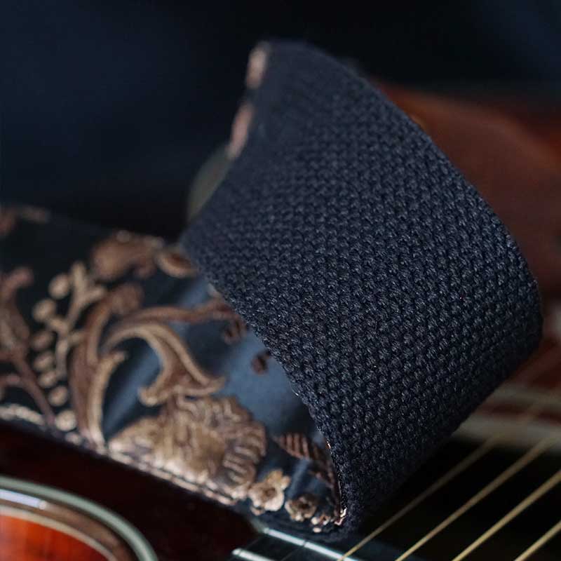 Gitarrengurt schwarz - Luxury Rose Black 50 mm (schwarz-gunmetall)