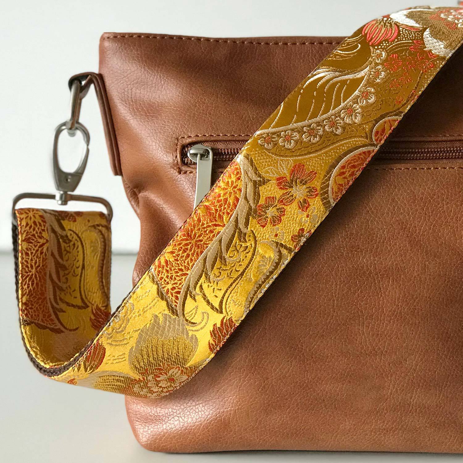 Taschengurt gelb Tropical Mango 50 mm alt-silber Braun