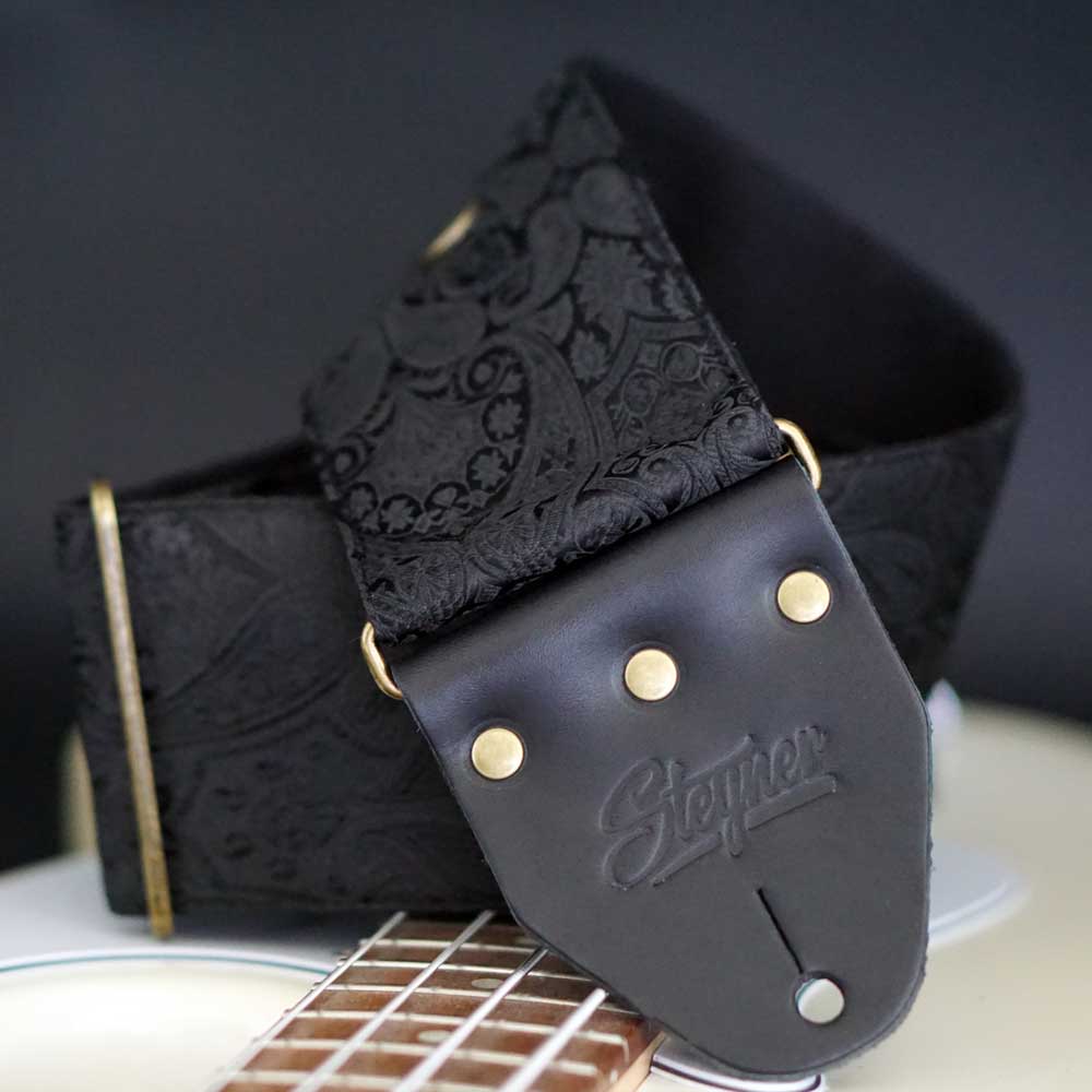 Paisley Bass Strap Black - Luxury Black Paisley Deluxe