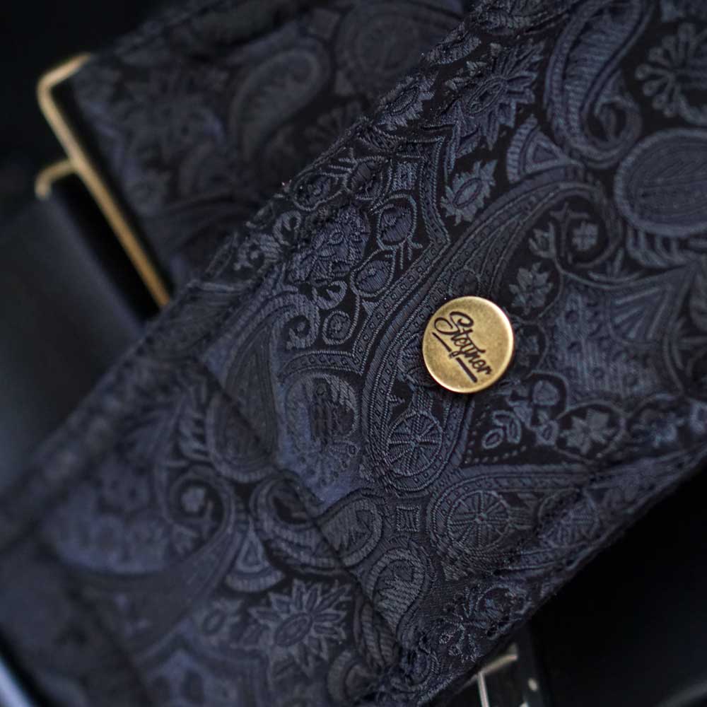 Padded Bass Strap V1 - Luxury Black Paisley (8 cm witdh)