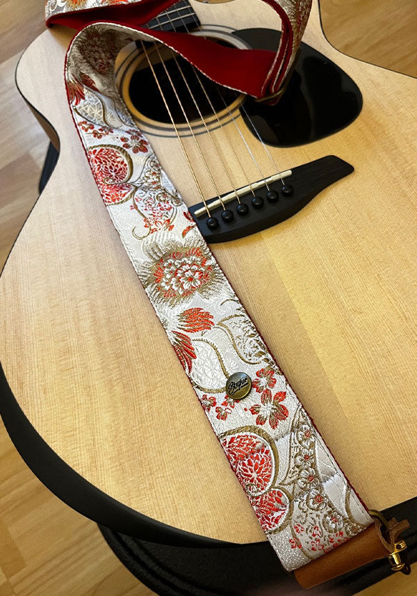 Sangle de guitare vintage blanche - Tropical Sky