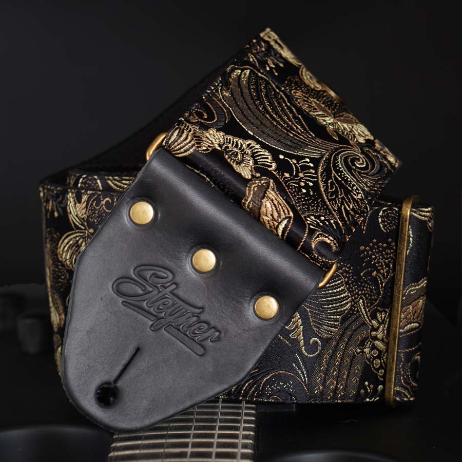 Sangle de basse noire - Luxury Black Paisley Deluxe