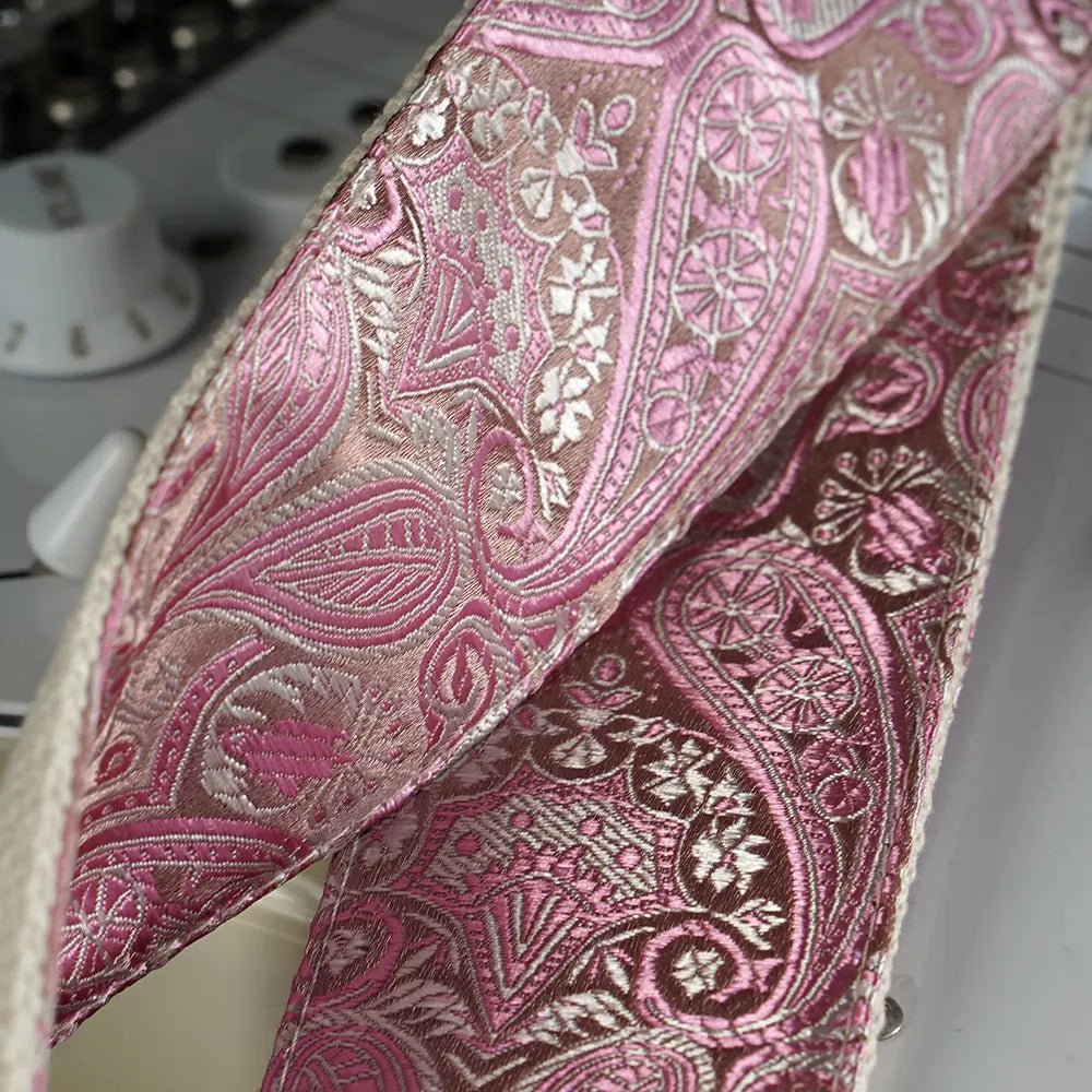 Premium Gitarrengurt - Royal Rose Metallic 50 mm (rotbraun-silber)