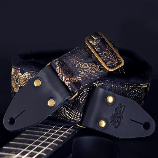 edler Gitarrengurt aus Brokatstoff schimmern bequem und hochwertig handgemacht aus Deutschland