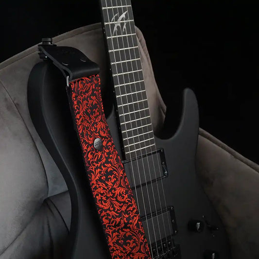Gitarrengurt - Luxury Red Baroque 50 mm (schwarz-schwarz)