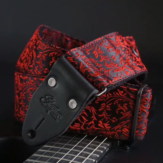 Gitarrengurt - Luxury Red Baroque 50 mm (schwarz-schwarz)