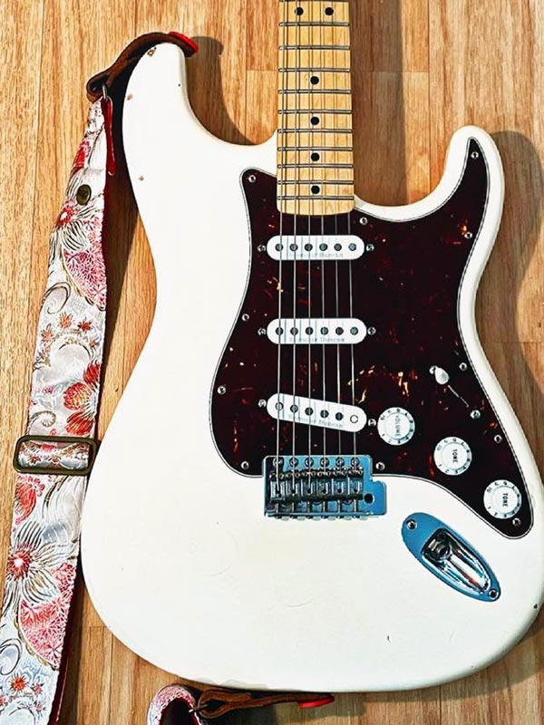 Sangle de guitare vintage blanche - Tropical Sky