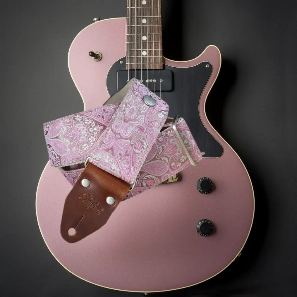 Premium Gitarrengurt - Royal Rose Metallic 50 mm (rotbraun-silber)