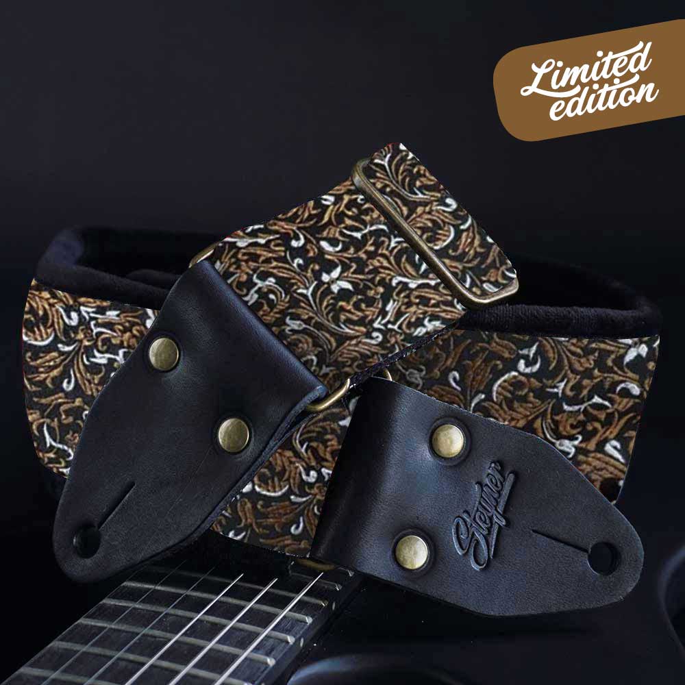 Padded Guitar Strap Black - Eastern Nights (Brass-Black)