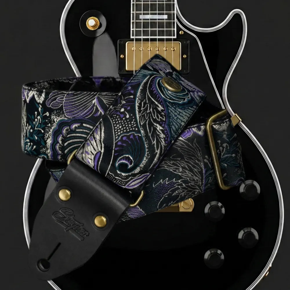 Premium Gitarrengurt schwarz - Eastern Legacy mm (schwarz-messing)