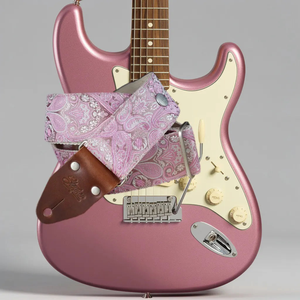 Premium Gitarrengurt - Royal Rose Metallic 50 mm (rotbraun-silber)