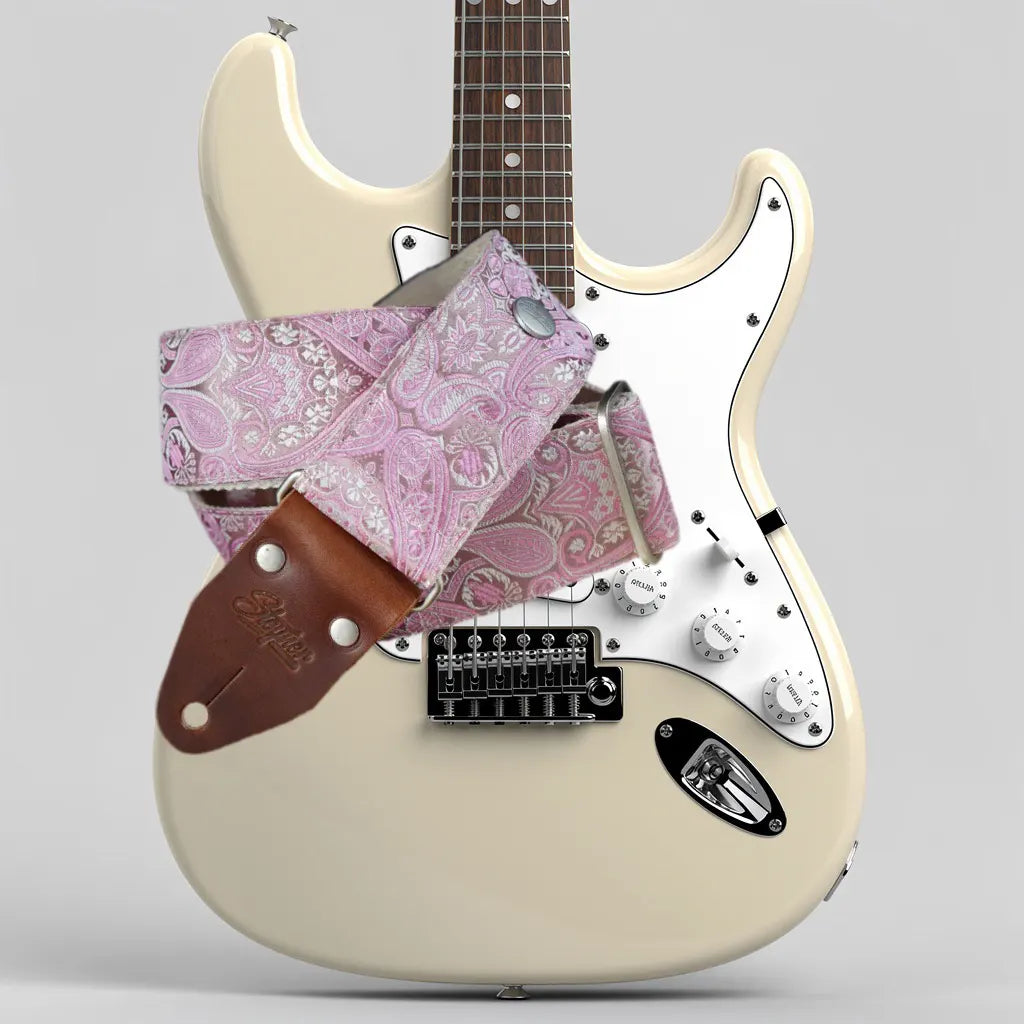 Premium Gitarrengurt - Royal Rose Metallic 50 mm (rotbraun-silber)