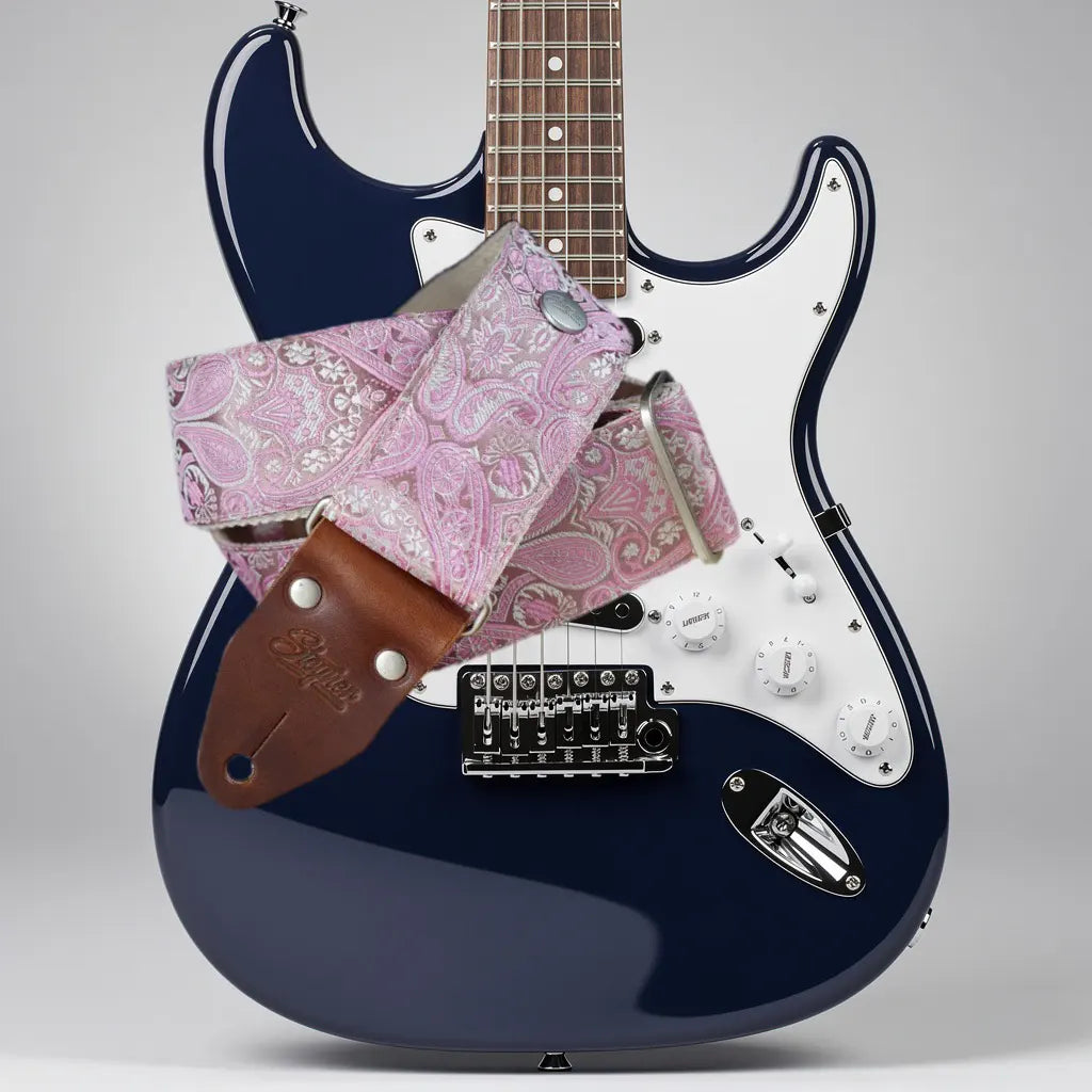 Premium Gitarrengurt - Royal Rose Metallic 50 mm (rotbraun-silber)