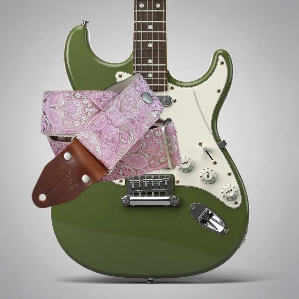 Premium Gitarrengurt - Royal Rose Metallic 50 mm (rotbraun-silber)