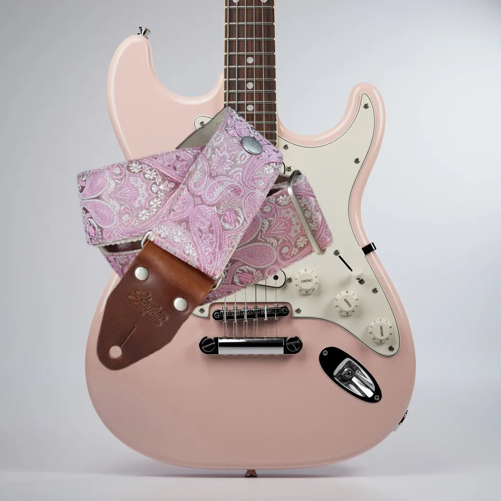 Premium Gitarrengurt - Royal Rose Metallic 50 mm (rotbraun-silber)
