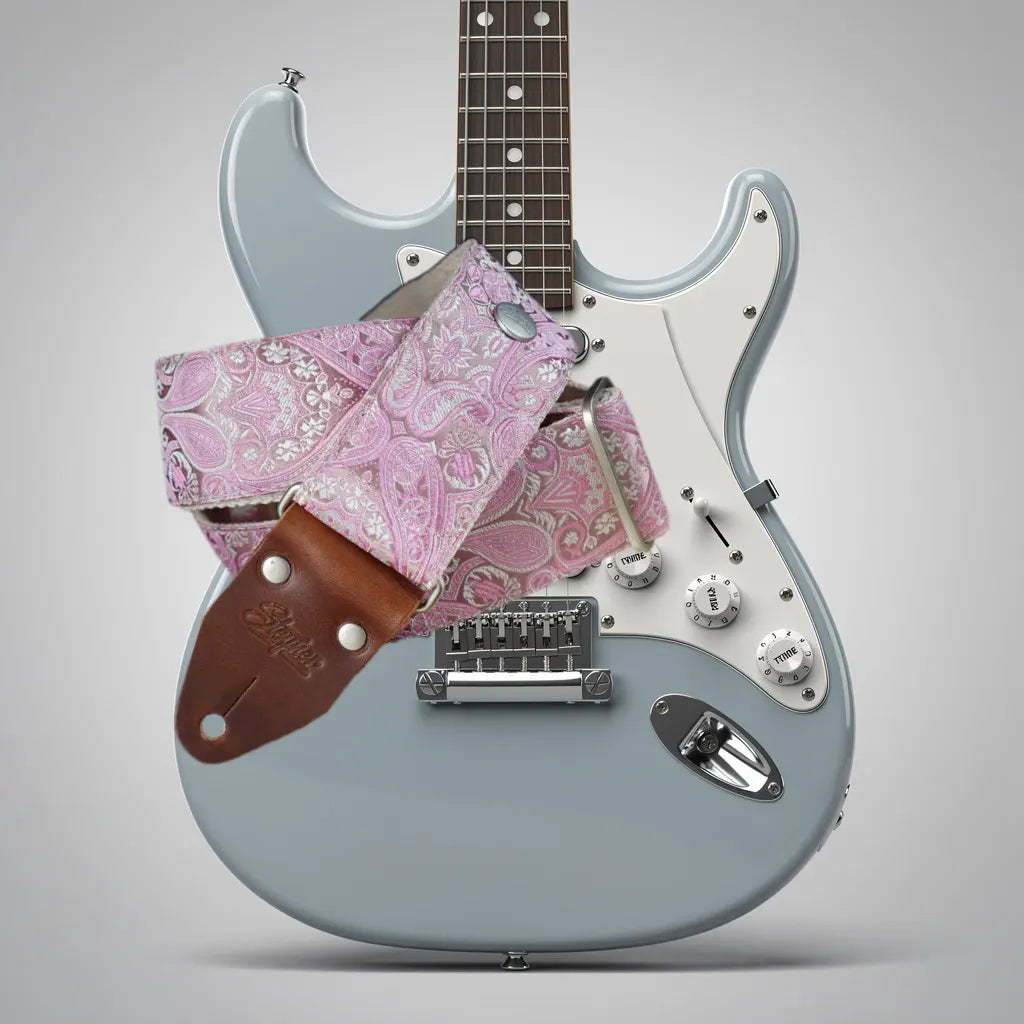 Premium Gitarrengurt - Royal Rose Metallic 50 mm (rotbraun-silber)