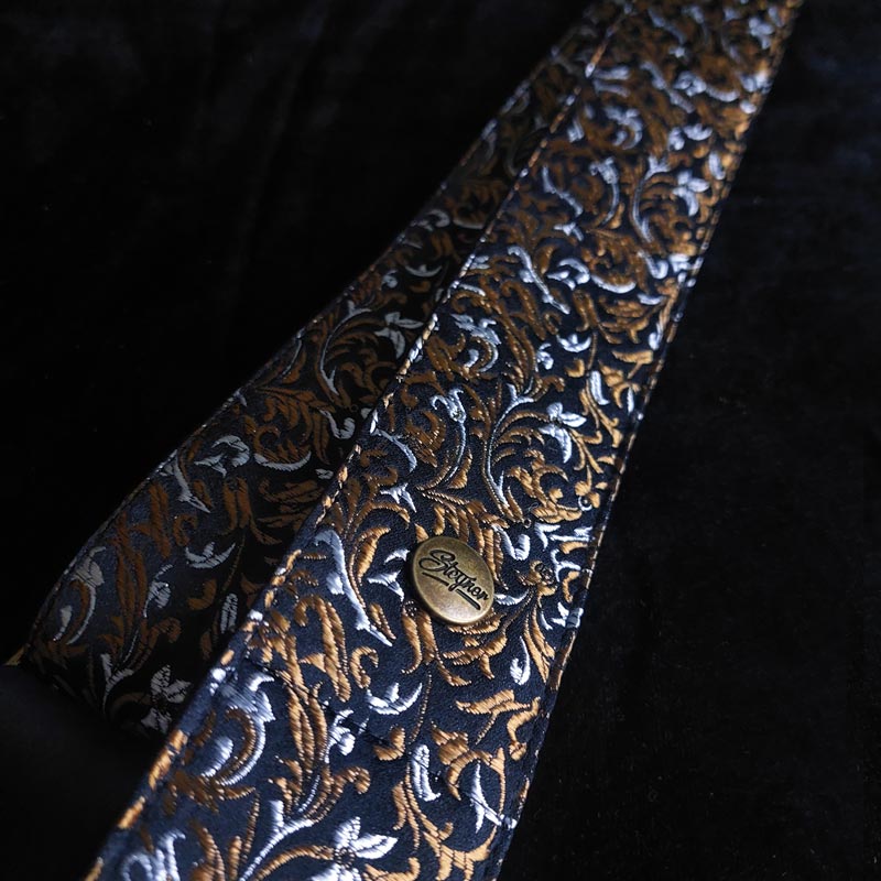 Guitar strap black - Luxury Black Gold Baroque