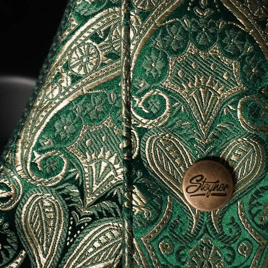 Premium Gitarrengurt - Royal Emerald Gold 50 mm (dunkelbraun-messing)