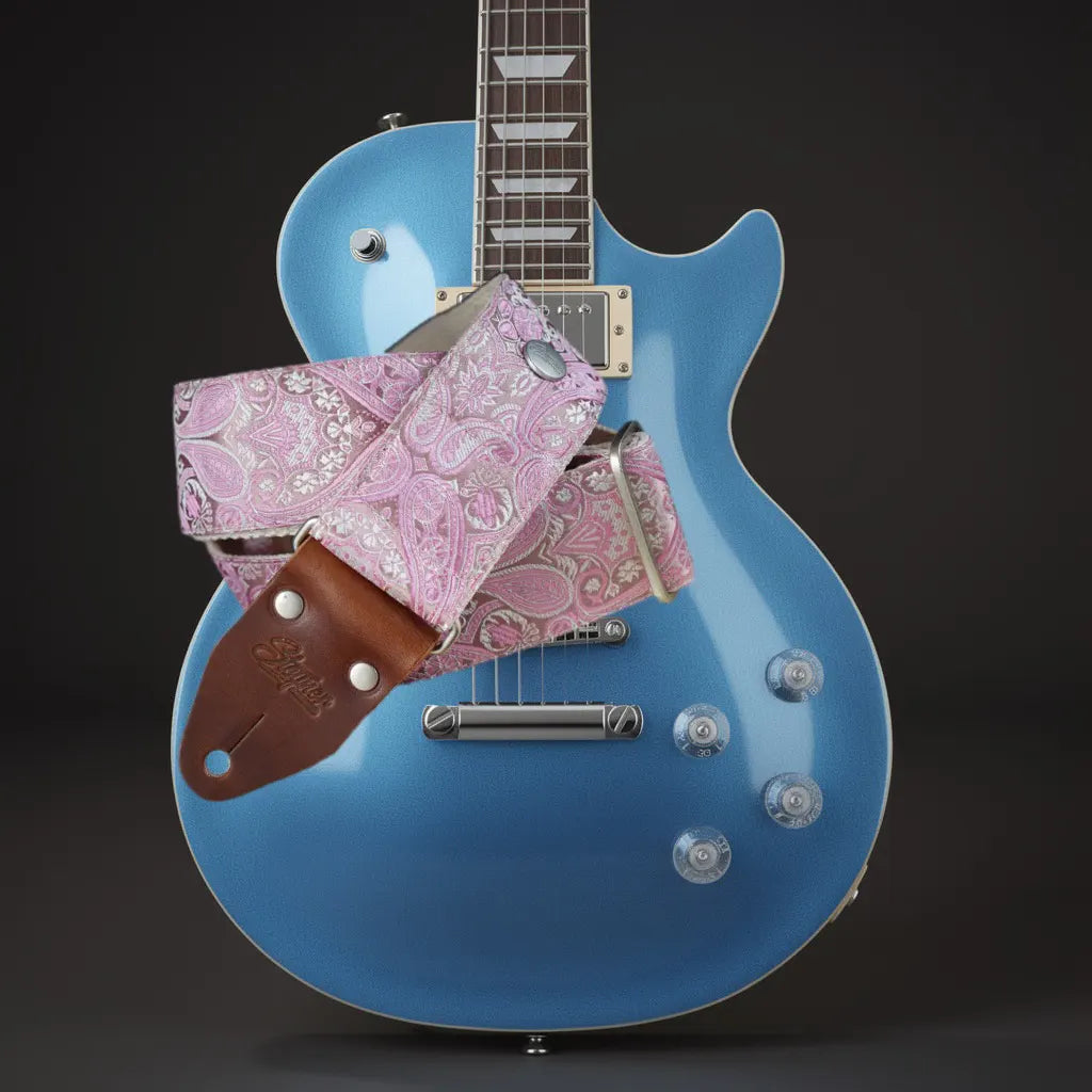 Premium Gitarrengurt - Royal Rose Metallic 50 mm (rotbraun-silber)