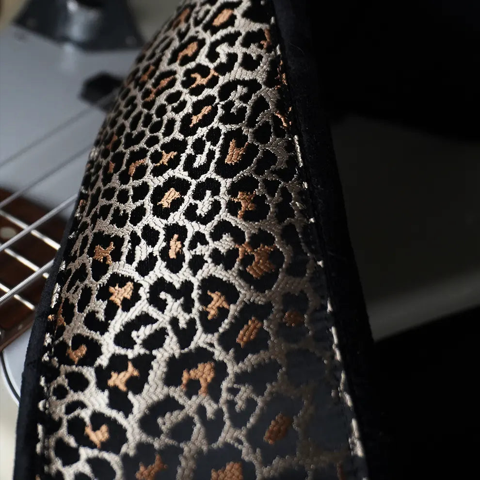 Padded Bass Strap V1 - Luxury Black Paisley (9.5 cm witdh)