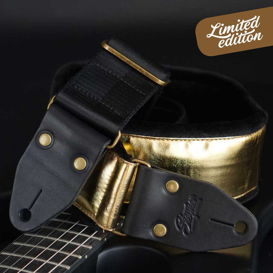 Gepolsterter Gitarrengurt gold - Golden Blaze (messing-schwarz)