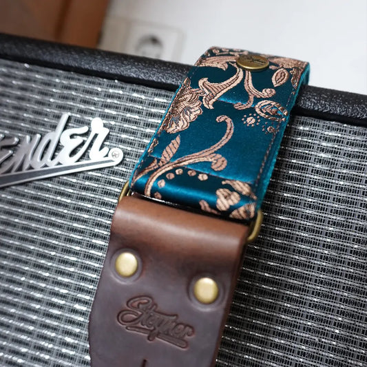 Guitar Strap Black - Luxury Rose Black