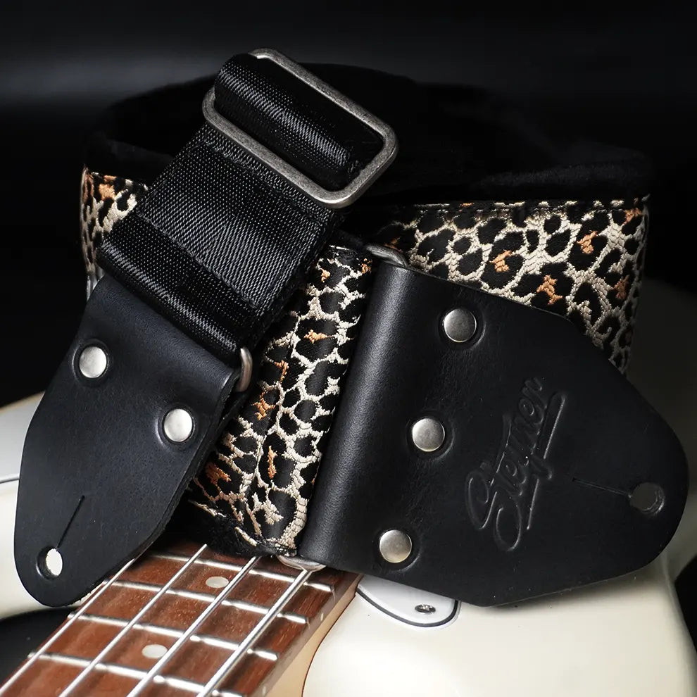 Padded Bass Strap V1 - Luxury Black Paisley (9.5 cm witdh)