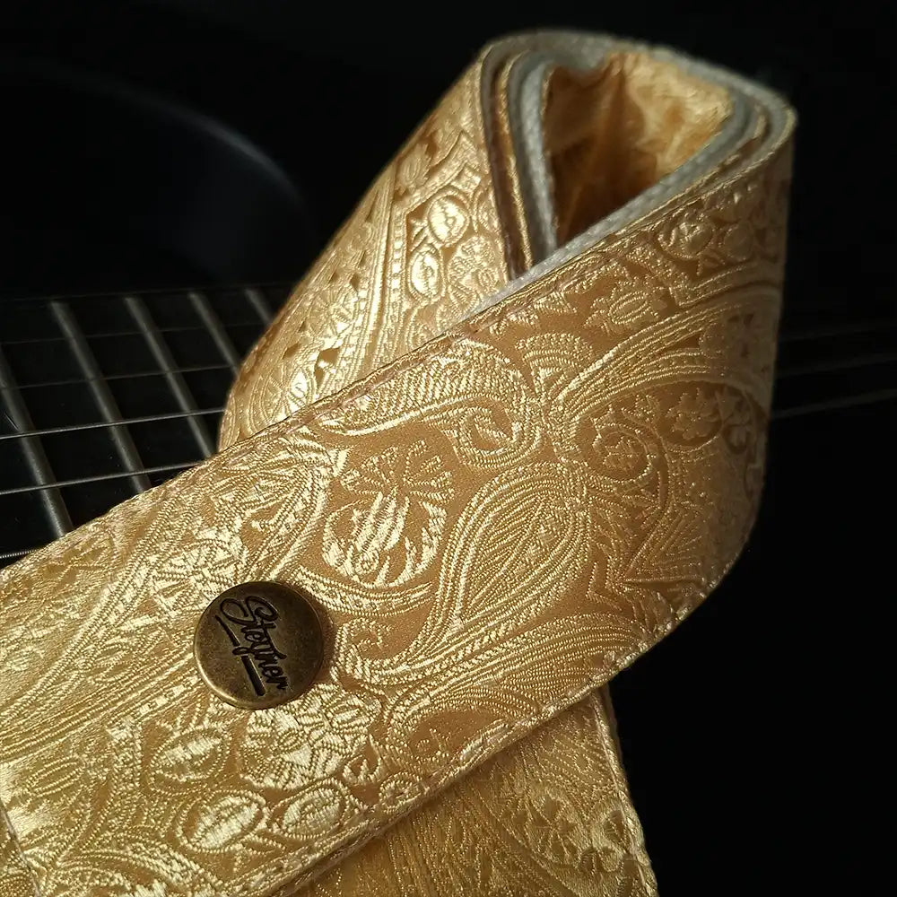 Gitarrengurt gold - Luxury Light Gold Paisley 50 mm (rotbraun-messing)
