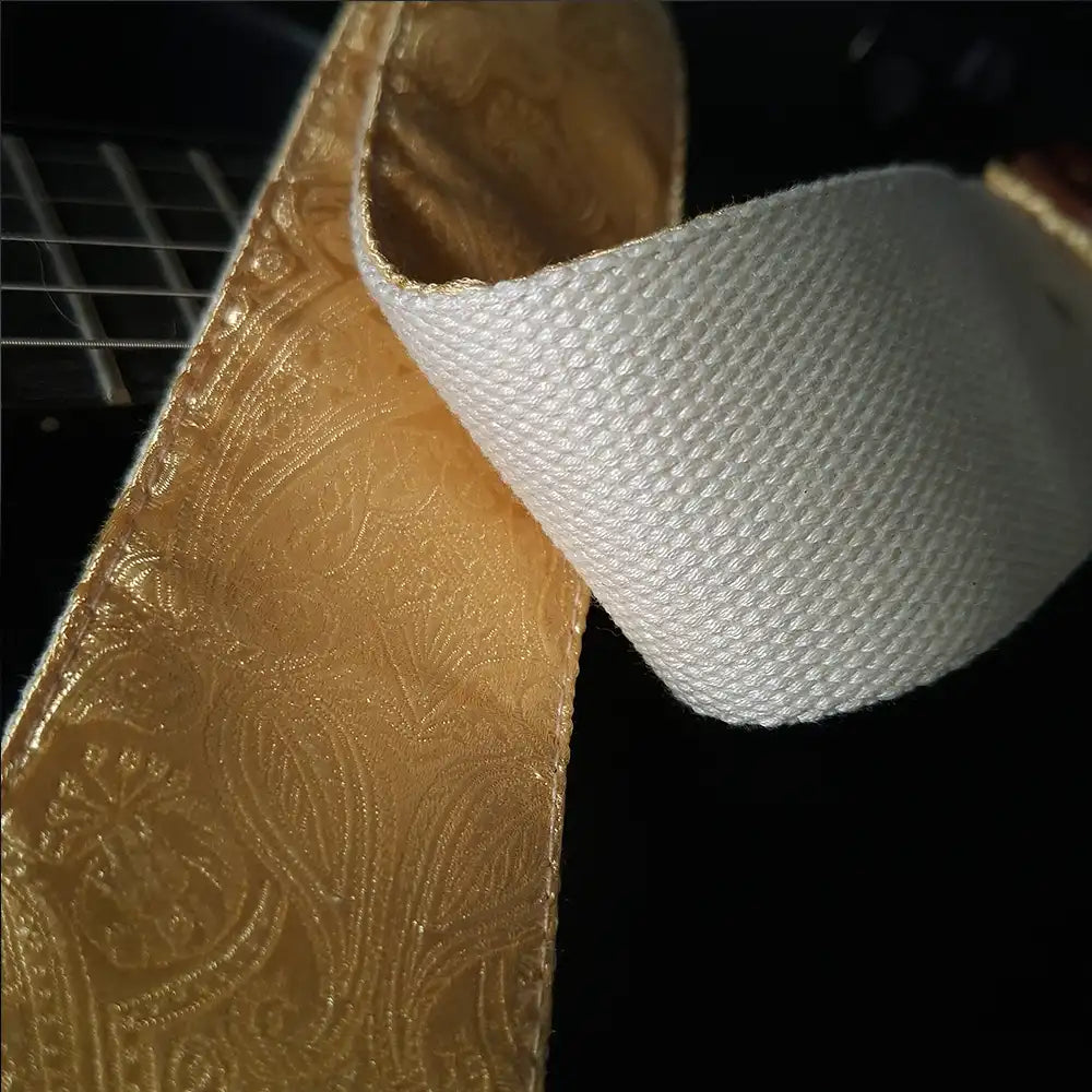 Gitarrengurt gold - Luxury Light Gold Paisley 50 mm (rotbraun-messing)
