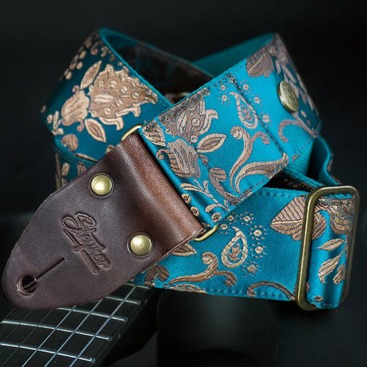 Guitar Strap Black - Luxury Rose Black