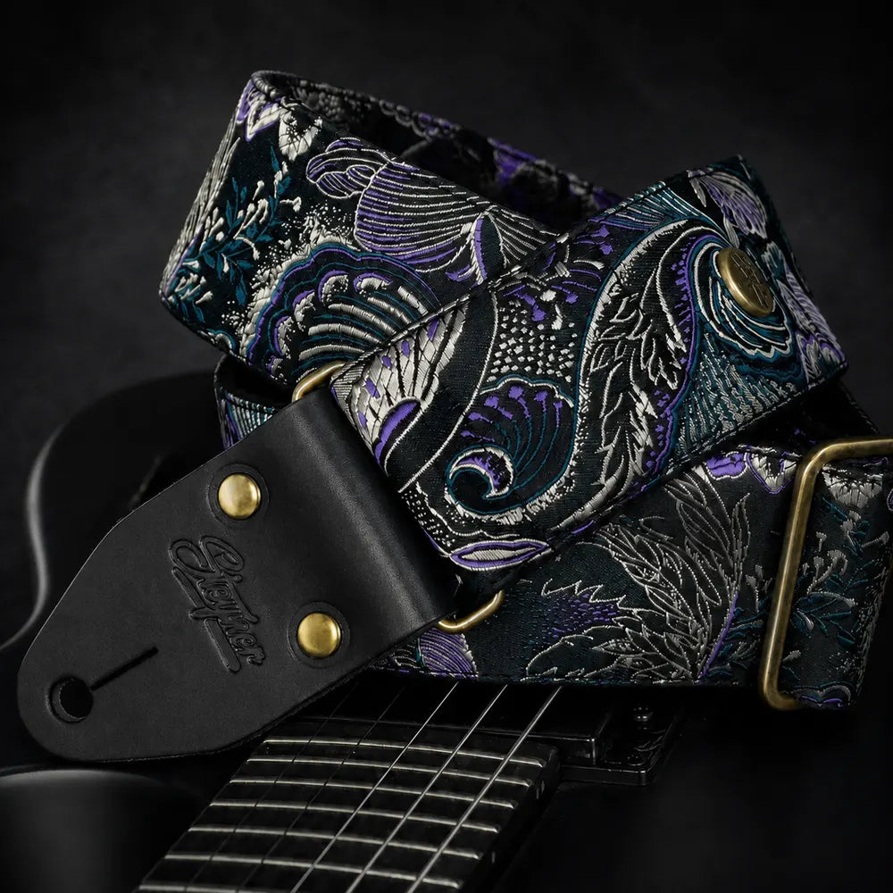 Premium Gitarrengurt schwarz - Eastern Legacy mm (schwarz-messing)