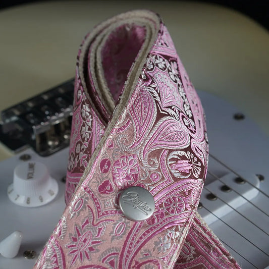 Premium Gitarrengurt - Royal Rose Metallic 50 mm (rotbraun-silber)