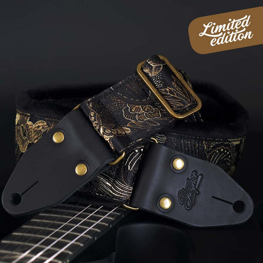 Padded Guitar Strap Black - Eastern Nights (Brass-Black)